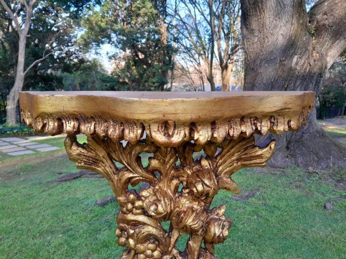 A Pair of Large French Style Carved and Gilded Wall Sconces Or Console Tables - Image 3