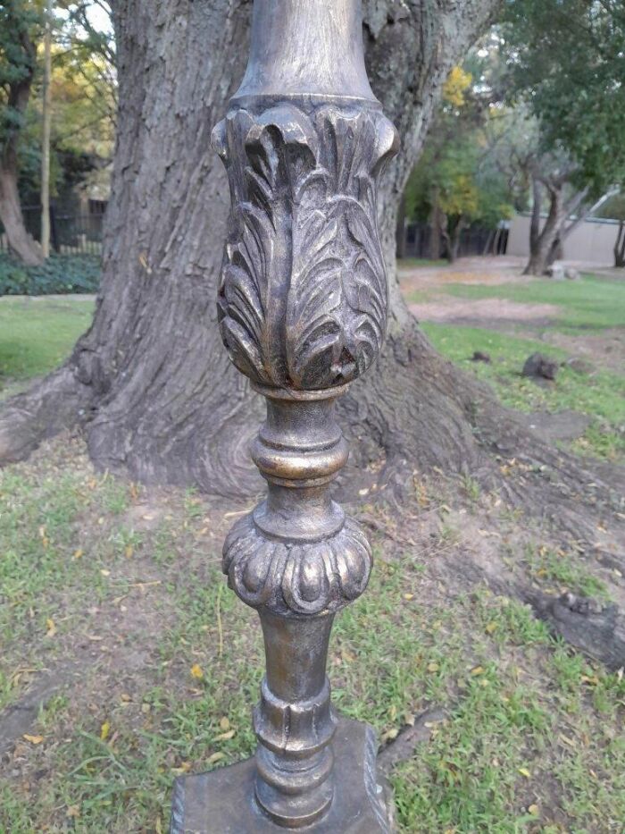 A Pair of French Style Carved and Gilded Floor or Table Candle Holders - Image 6
