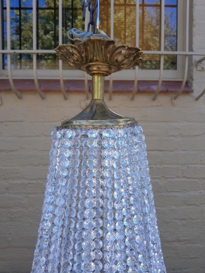 A French Empire Style Brass & Crystal Chandelier - Image 8
