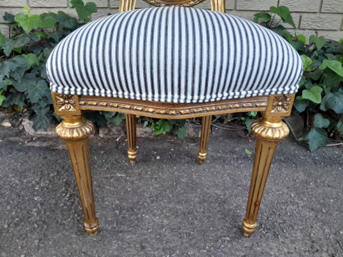 A Set of Eight French Style Carved Balloon and Rattan Back Chairs Upholstered in a Contemporary Fabric - Image 9