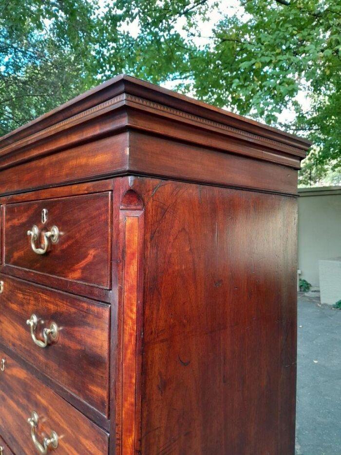 An 18th Century Georgian Mahogany Chest on Chest With Brass Handles - Image 8