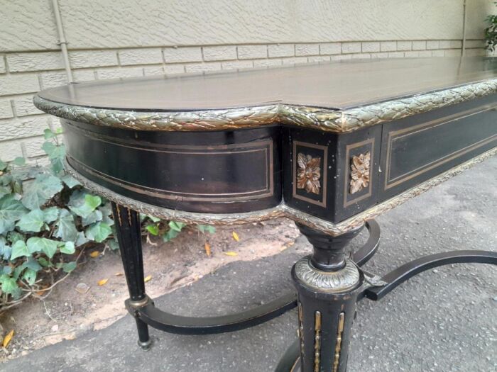 A Mid 19th Century Napoleon Boulle Ebonised Table  /  Desk with Drawer - Image 10