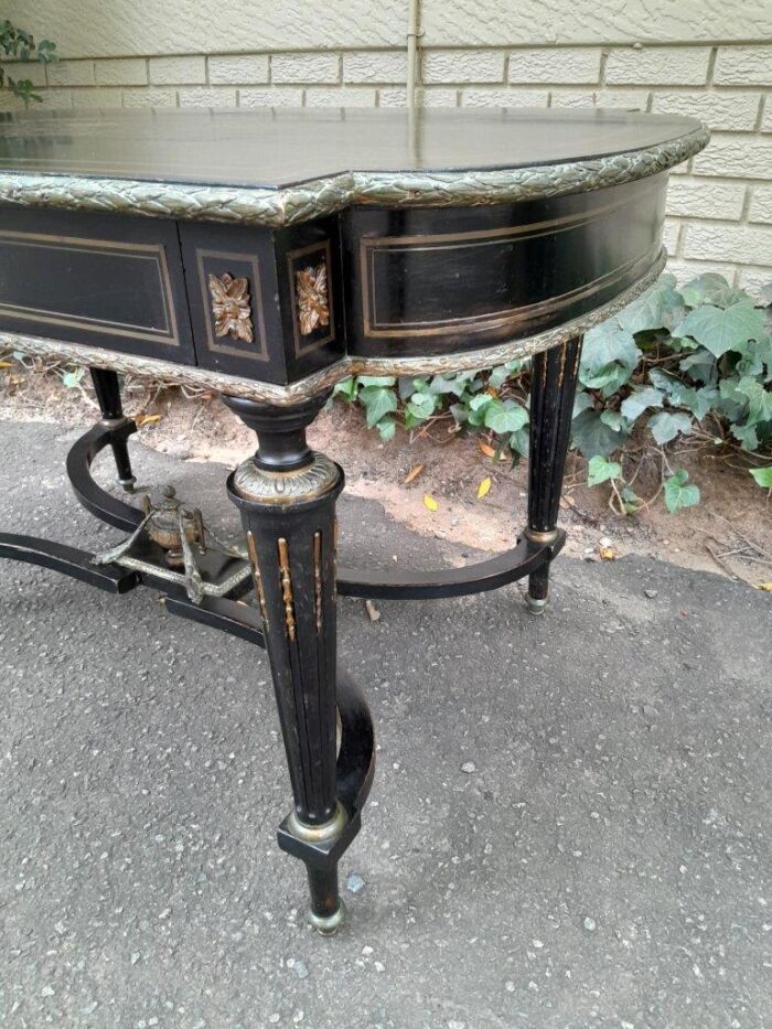 A Mid 19th Century Napoleon Boulle Ebonised Table  /  Desk with Drawer - Image 13