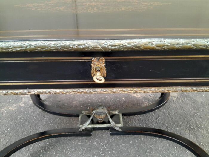 A Mid 19th Century Napoleon Boulle Ebonised Table  /  Desk with Drawer - Image 14