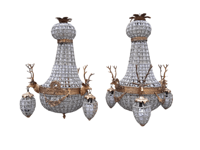 A French Empire Style Pair of Chandeliers