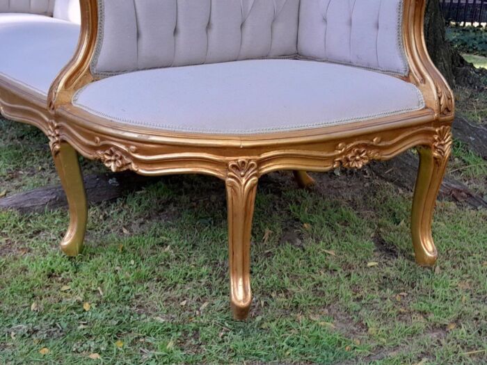 A 20th Century French Style Gilt Wood Large Conversation Settee - Image 8