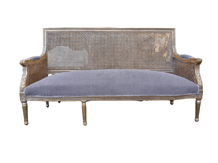 A French Style Hand-Gilded Bench / Settee With Rattan Back