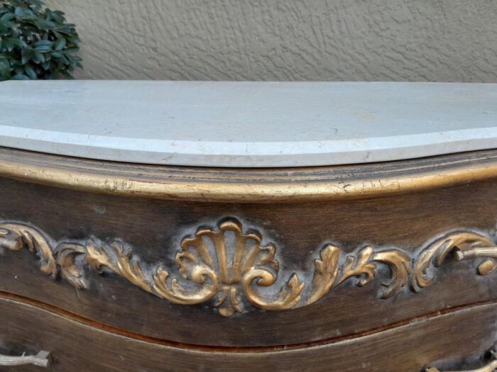 A French Style Ornate and Gilded Chest of Drawers with Marble Top - Image 10