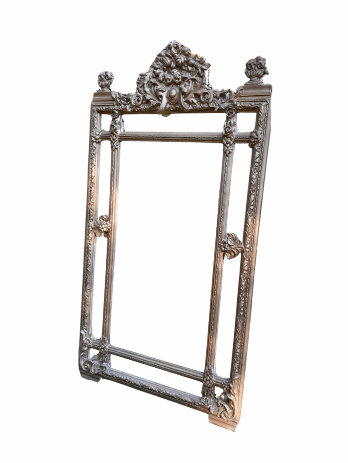 A French Rococo Style Large Ornately Carved & Gilded Bevelled Mirror