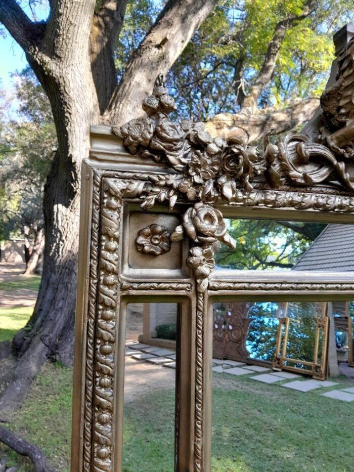 A French Rococo Style Ornately Carved & Gilded Large Bevelled Mirror - Image 7