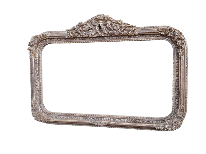 A French Rococo Style Ornately Carved & Gilded Bevelled Mirror