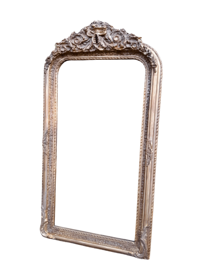 A French Rococo Style Ornately Carved & Gilded Bevelled Mirror
