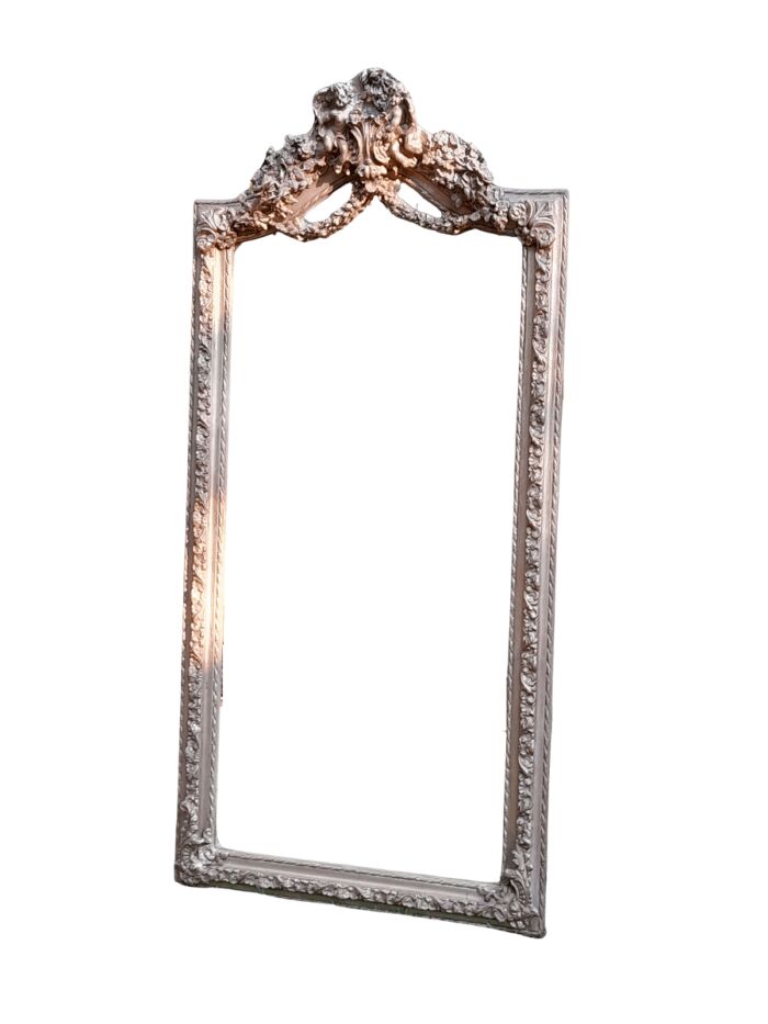 A French Rococo Style Ornately Carved & Gilded Bevelled Mirror