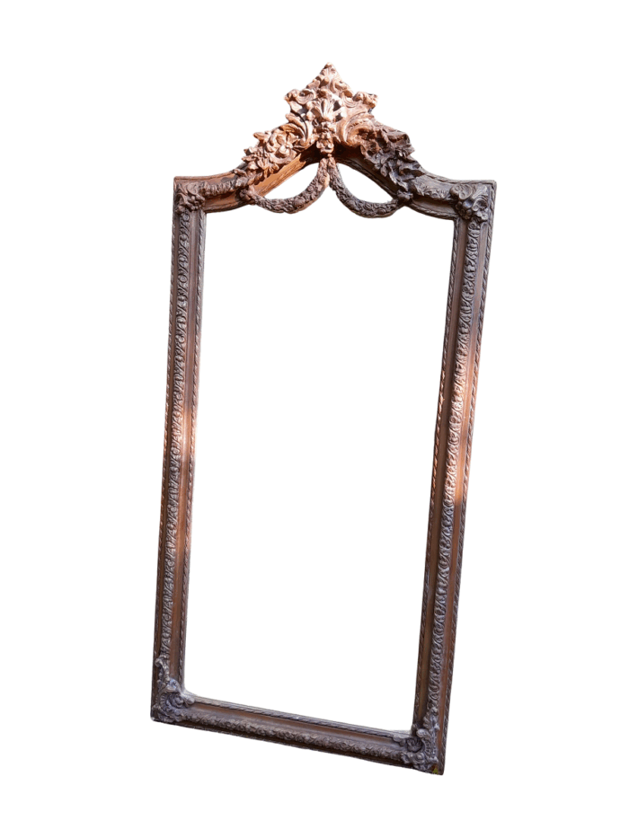 A French Rococo Style Ornately Carved & Gilded Bevelled Mirror