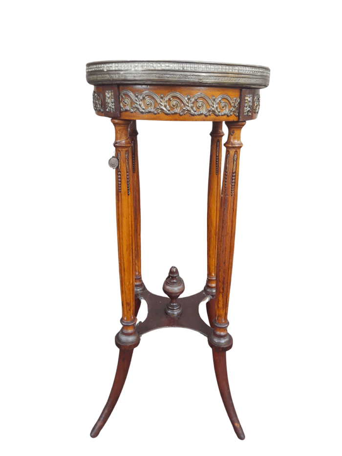 A 19th Century French Gilt and Walnut Gueridon Table with Marble With 'Pari /  France Certified Label Over One Hundred Year