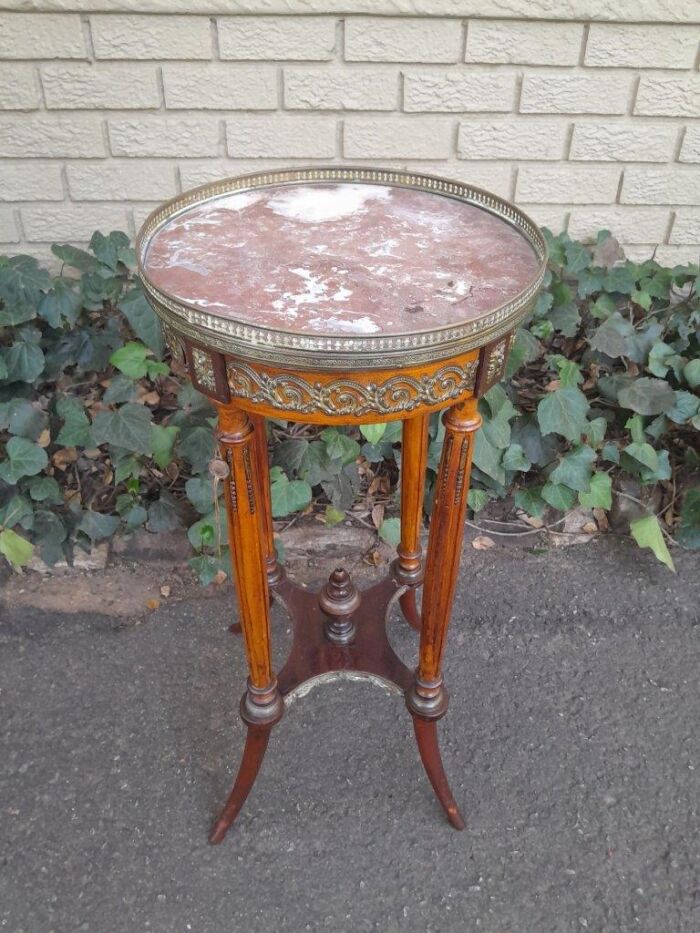 A 19th Century French Gilt and Walnut Gueridon Table with Marble With 'Pari /  France Certified Label Over One Hundred Year - Image 3