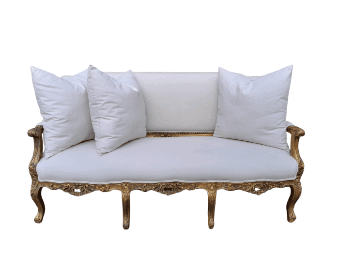 A 20th Century Circa 1950 French Style Ornately Carved Giltwood Settee
