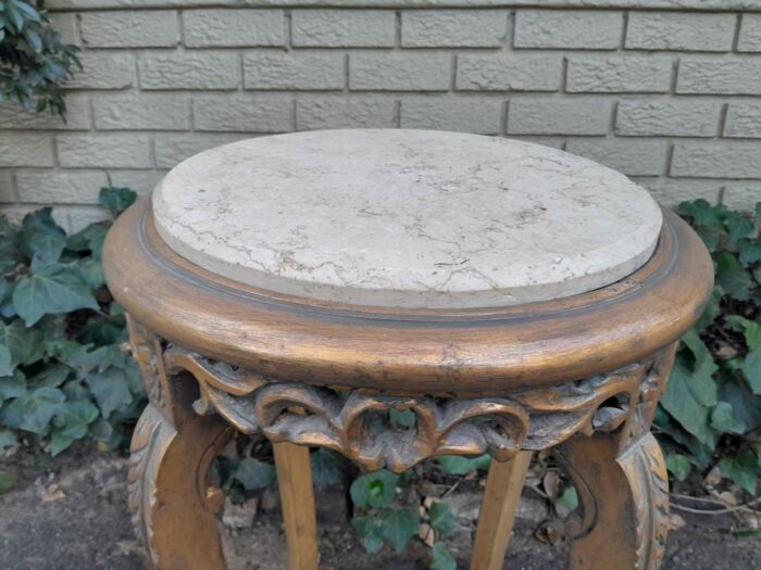 A Pair of 20th Century French Style Gilt Side Tables with Marble Tops - Image 9