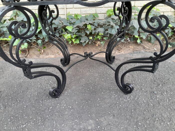 A 20th Century Imported French Style Wrought Iron Circular Entrance Table / Table with Cream Marble Top - Image 6