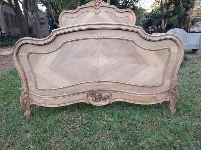 A 20TH Century Walnut Rococo Style Bed in a Contemporary Bleached Finish - Image 6