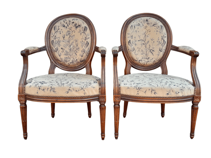 A Pair Of 19thc French Walnut Armchairs
