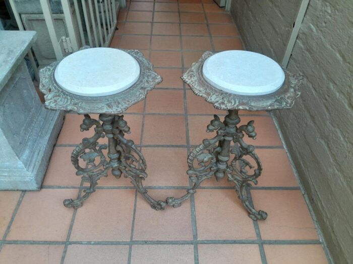 A 20th Century French Style Pair Of Cast-Iron Tables - Image 3