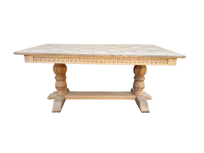 A 20th Century Oak Dining / Refectory / Entrance Table In A Contemporary Bleached Finish (Six Seater)
