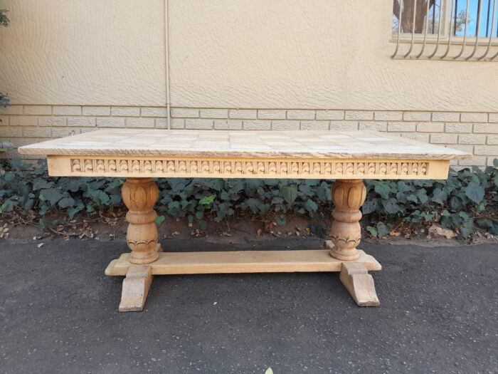 A 20th Century Oak Dining / Refectory / Entrance Table In A Contemporary Bleached Finish (Six Seater) - Image 4