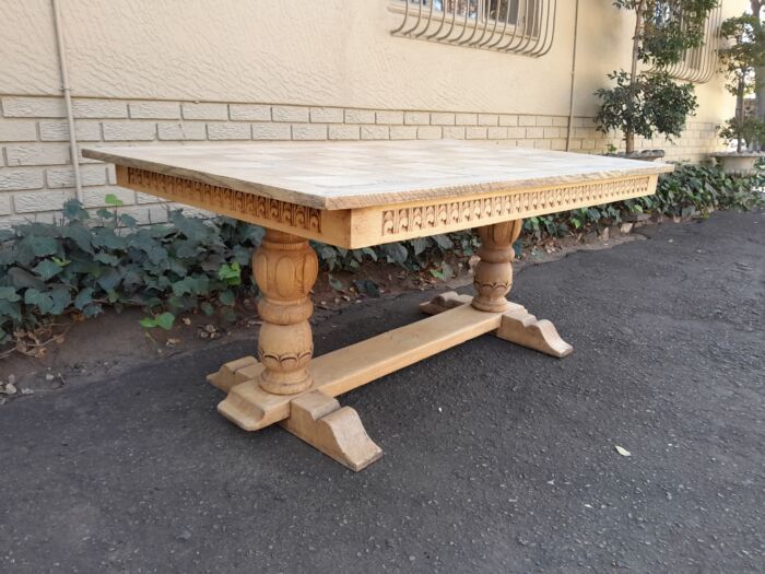 A 20th Century Oak Dining / Refectory / Entrance Table In A Contemporary Bleached Finish (Six Seater) - Image 6