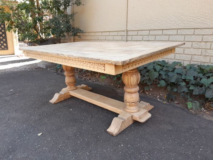 A 20th Century Oak Dining / Refectory / Entrance Table In A Contemporary Bleached Finish (Six Seater) - Image 7