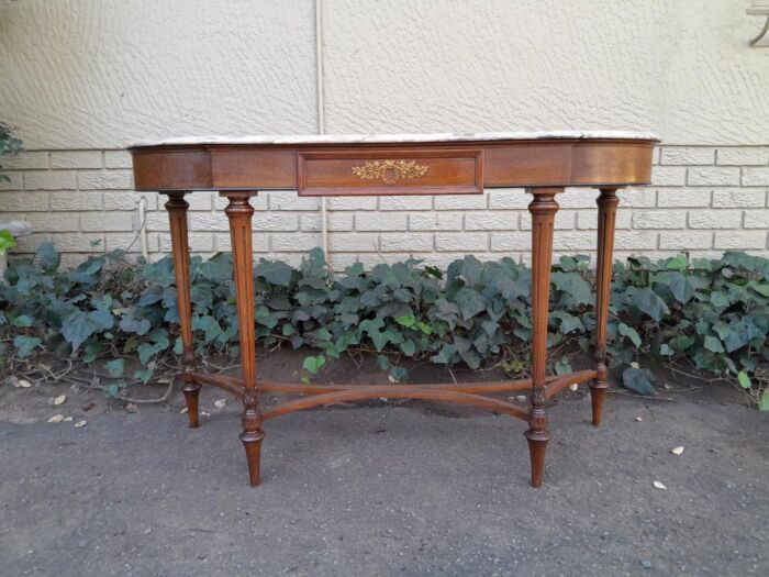 A 20th Century French Walnut  Console Table With Marble Top - Image 2