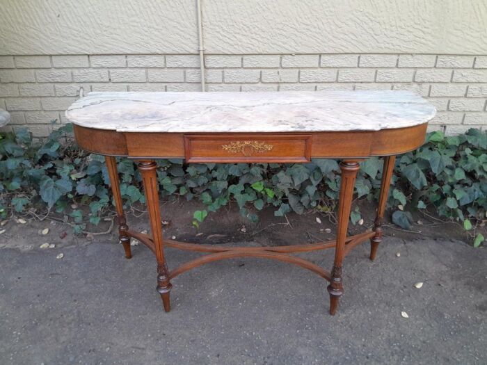 A 20th Century French Walnut  Console Table With Marble Top - Image 3