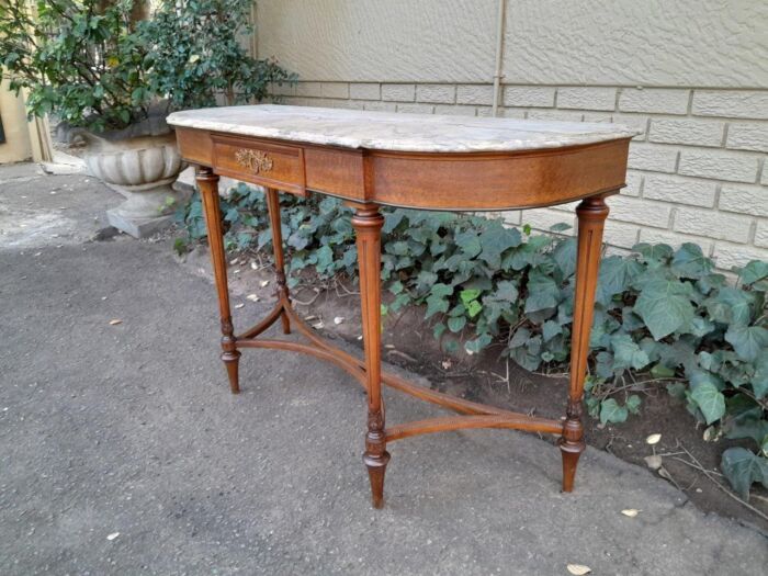 A 20th Century French Walnut  Console Table With Marble Top - Image 5