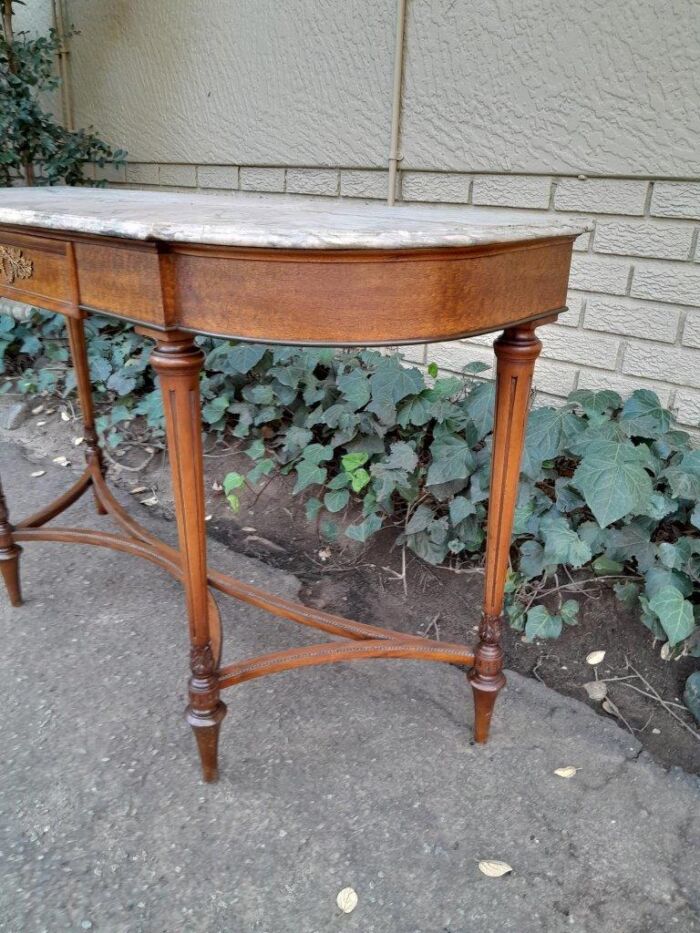 A 20th Century French Walnut  Console Table With Marble Top - Image 6