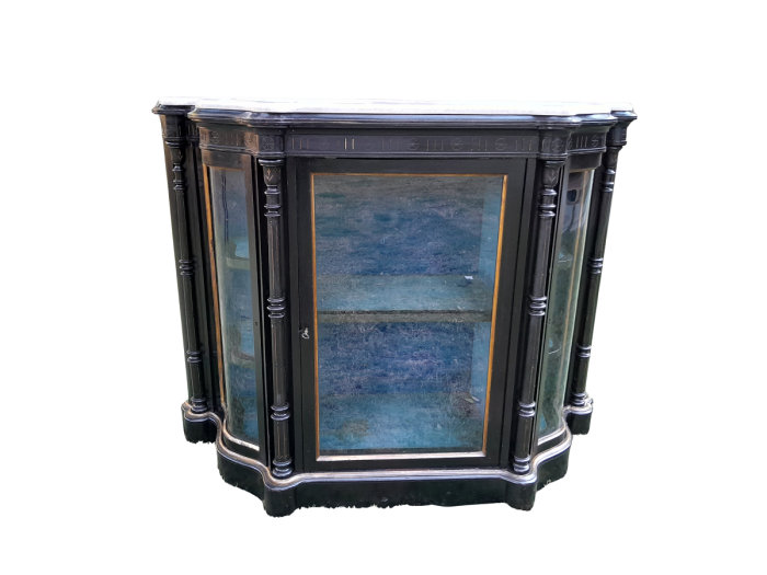 A 19th Century French Ebonised And Gilt Painted Credenza  /  Display Cabinet