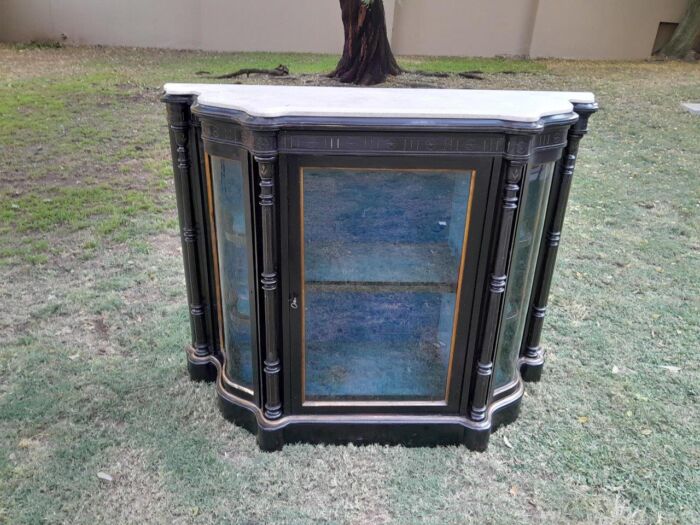 A 19th Century French Ebonised And Gilt Painted Credenza  /  Display Cabinet - Image 3