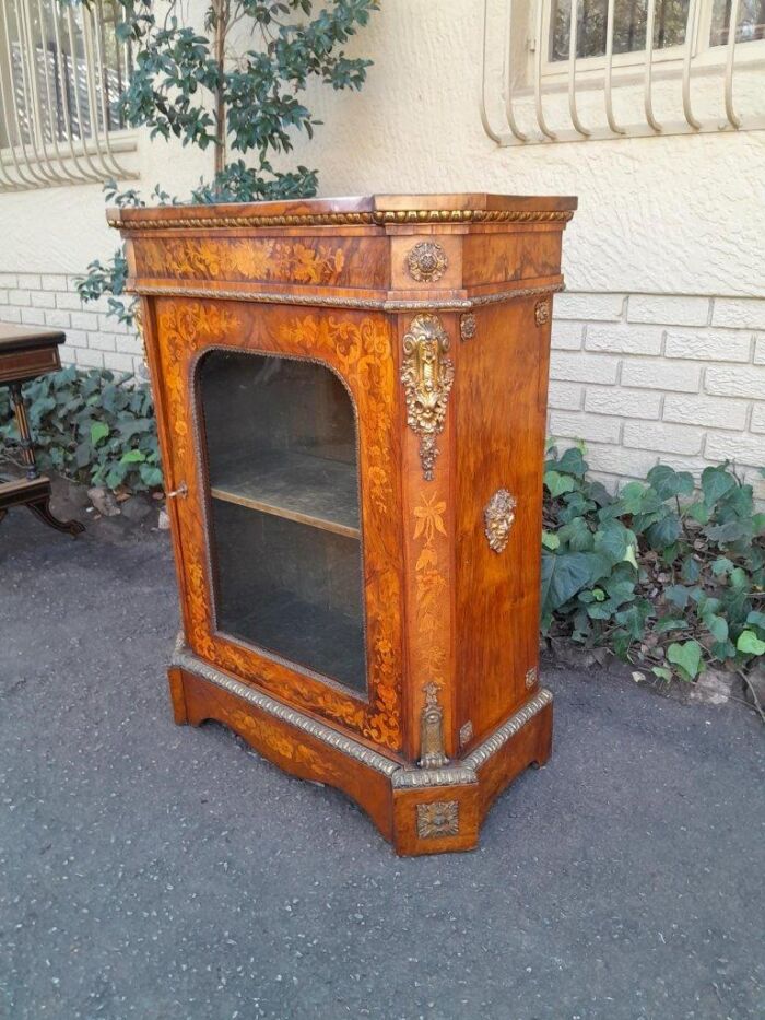 A19th Century French Rosewood, Walnut Marquetry With Ormolu Pier Cabinet Inlaid With Walnut An Exotic Woods With Lock And Key.  With BADA (British Antiques Dealers Association) Stamp - Image 5