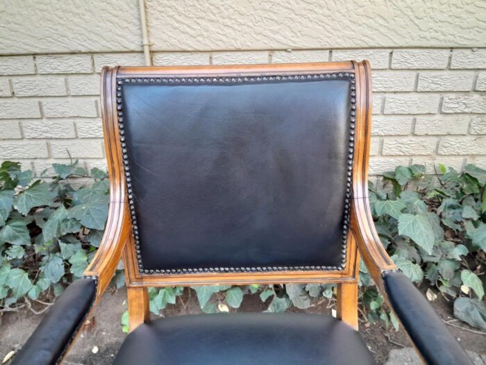 Pair Of A 20th Century French  Style Walnut Armchairs Upholstered In Leather - Image 9