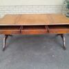 A 20th Century Victorian Style Mahogany Library Desk With  Original Gilt Tooled Leather Inserts On Castors - Image 11