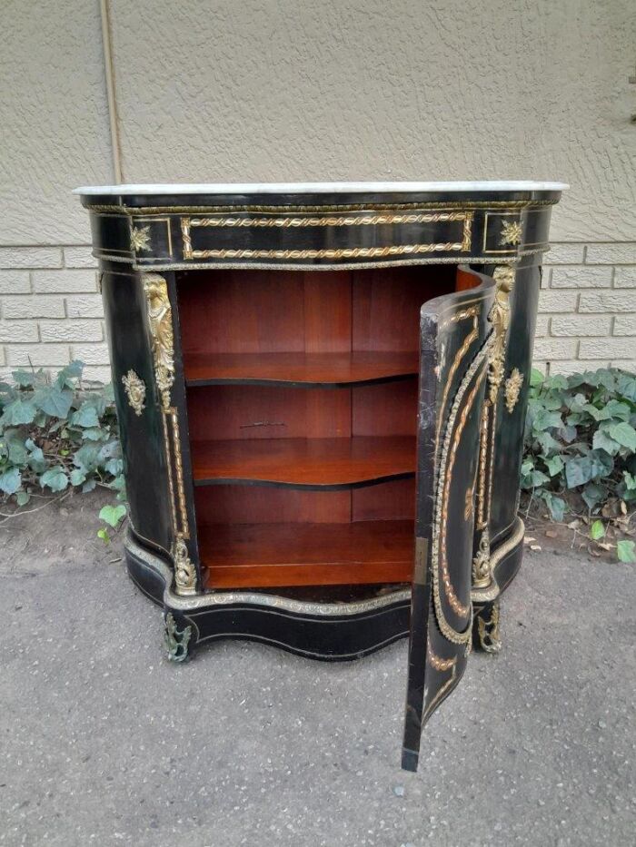 A 19th Century French Credenza With Marquetry Inlay. Mother Of Pearl And Ormolu And White Marble Top - Image 12