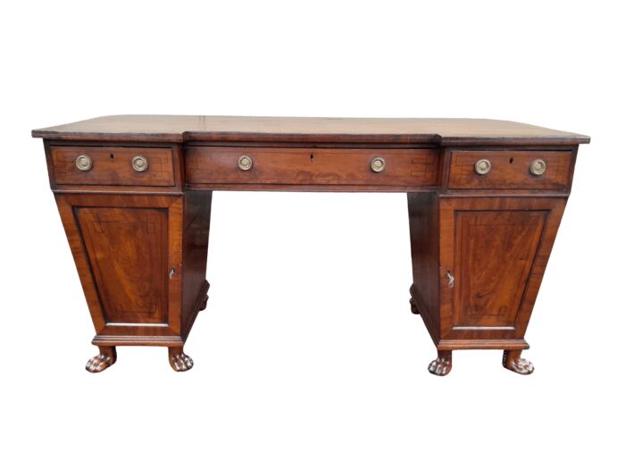 An 18th / 19th Century William IV Mahogany Sideboard With Ebony Inlay And Original Lion Claw Feet, Internal Cellarette