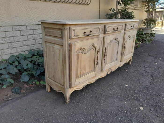 A 20TH Century French Walnut Sideboard with Original Iron hinges in a Contemporary Bleached Finish - Image 6