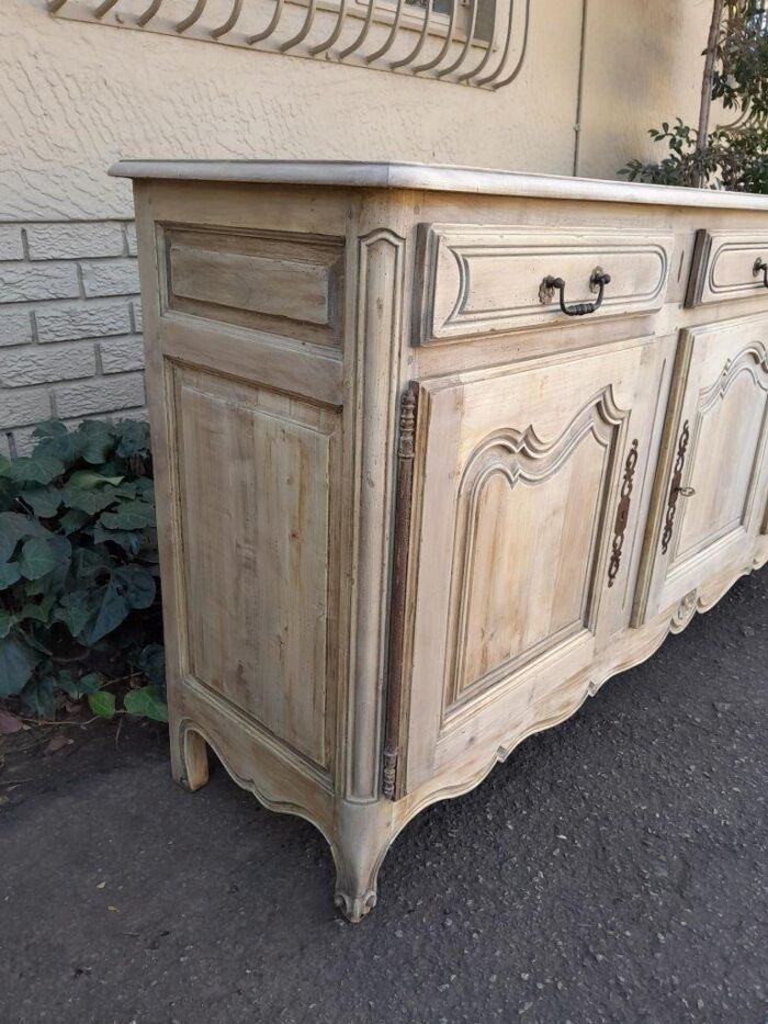 A 20TH Century French Walnut Sideboard with Original Iron hinges in a Contemporary Bleached Finish - Image 7