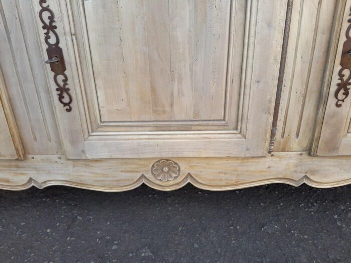 A 20TH Century French Walnut Sideboard with Original Iron hinges in a Contemporary Bleached Finish - Image 9