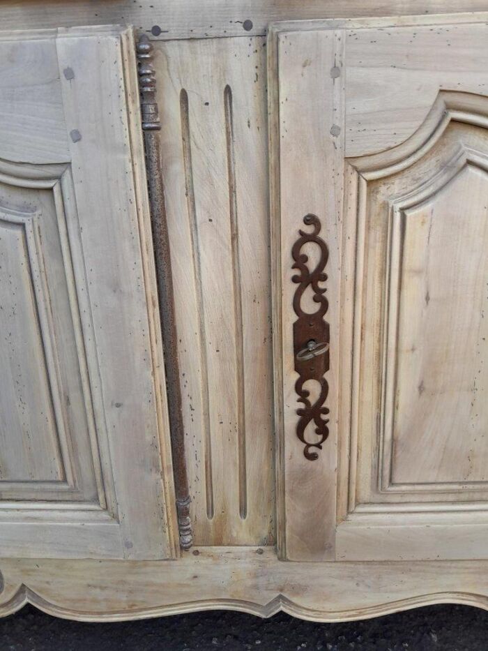 A 20TH Century French Walnut Sideboard with Original Iron hinges in a Contemporary Bleached Finish - Image 10