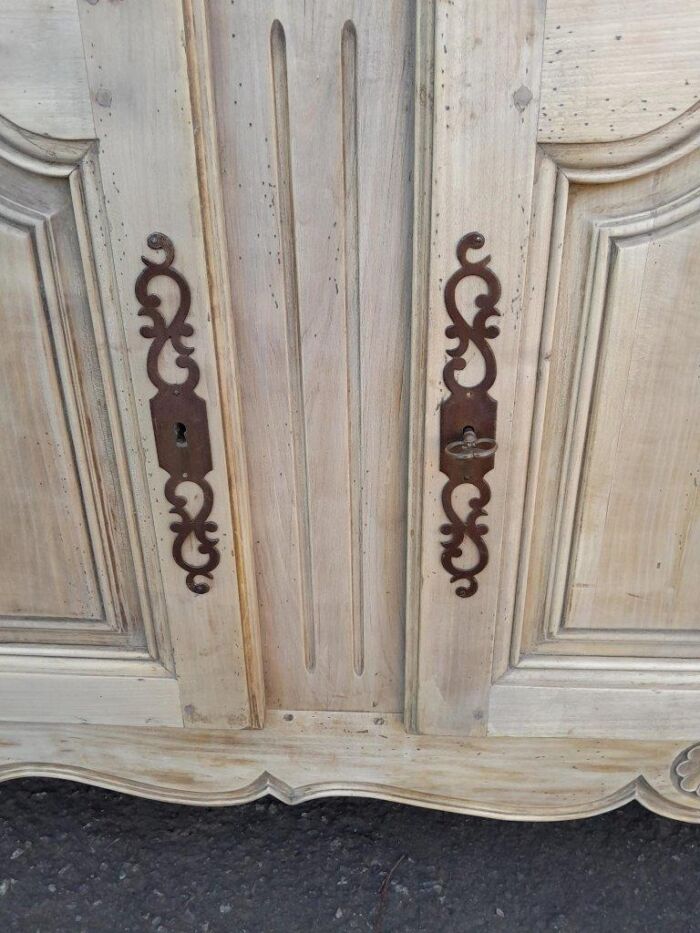 A 20TH Century French Walnut Sideboard with Original Iron hinges in a Contemporary Bleached Finish - Image 11