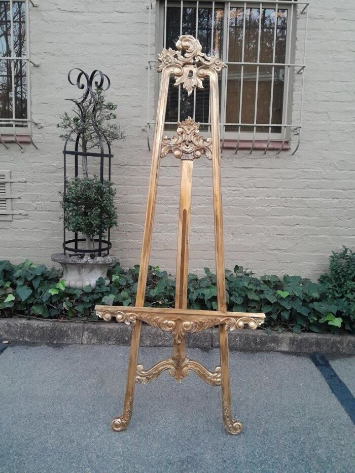 A 20th Century Carved Teak and Hand Gilded Easel - Image 2