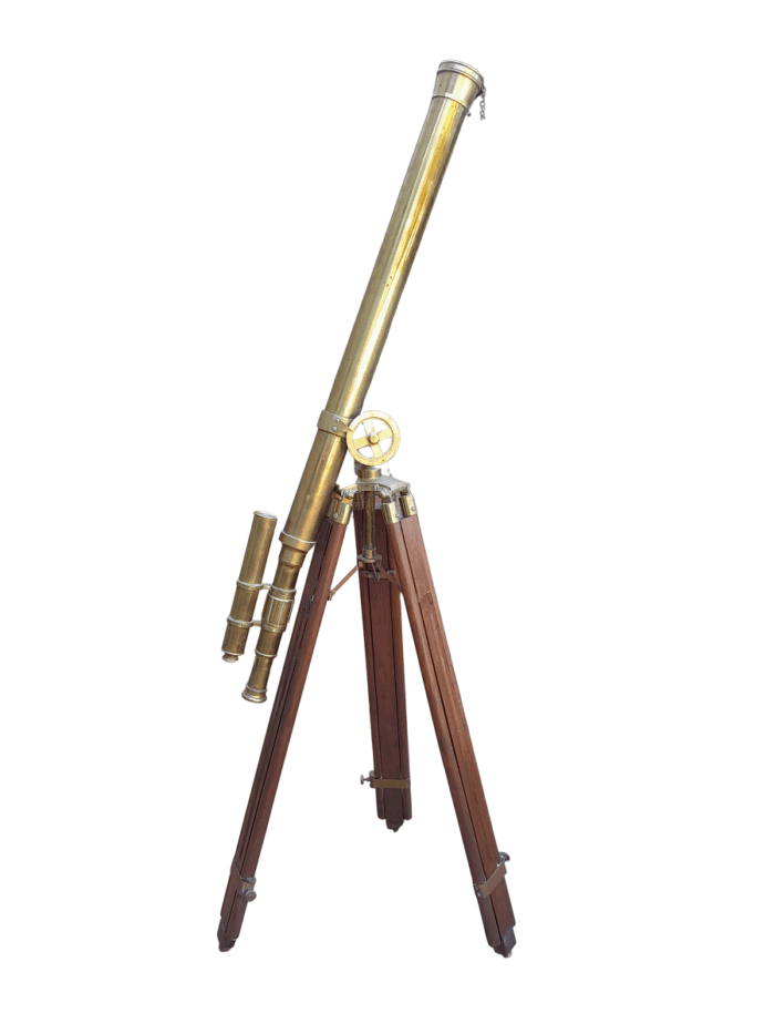 A 20TH Century Brass Nautical Telescope on Wooden Tripod
