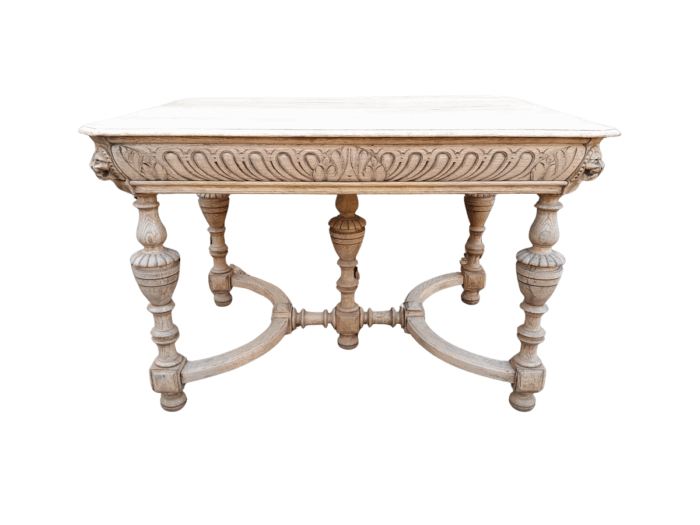 A 19th Century Dutch Heavily Carved Oak Table In A Contemporary Bleached Finish