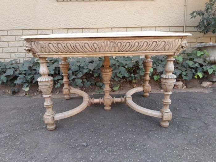 A 19th Century Dutch Heavily Carved Oak Table In A Contemporary Bleached Finish - Image 2